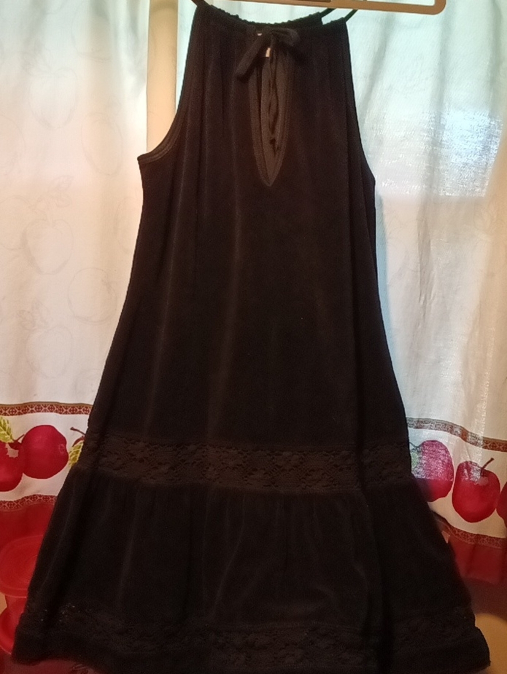 Women's Juicy Couture Black Halter Dress with Lace Panels